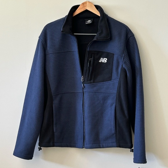 New Balance Waffle Grid Full Zip Fleece Lined Jacket Men’s S - Blue/Black NWT. - Picture 1 of 15